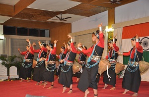 Presenting cultural programme in the Darbar Hall at Raj Bhavan Itanagar on 30th January 2017.